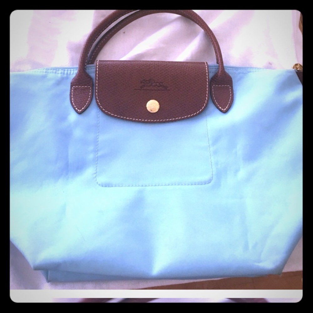 🐎 LONGCHAMP SMALL BLUE “LePliage” TOTE BAG: GUC - Picture 1 of 8